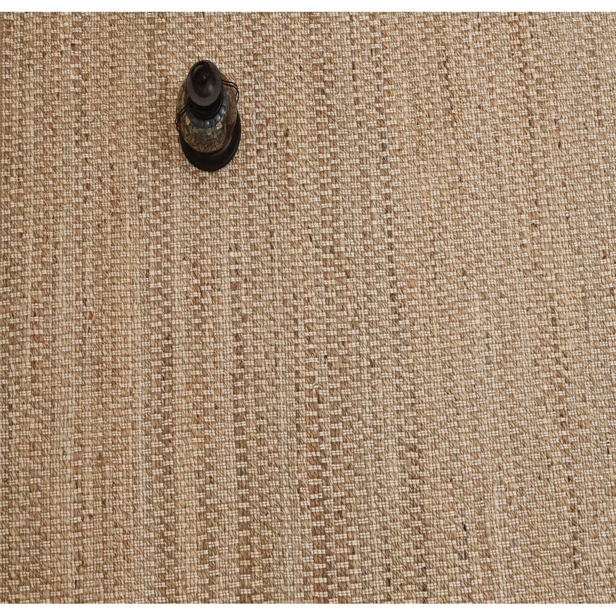 DECOGHAR - Alfombra de Yute Natural con Bordado Blanco 280x365 cm