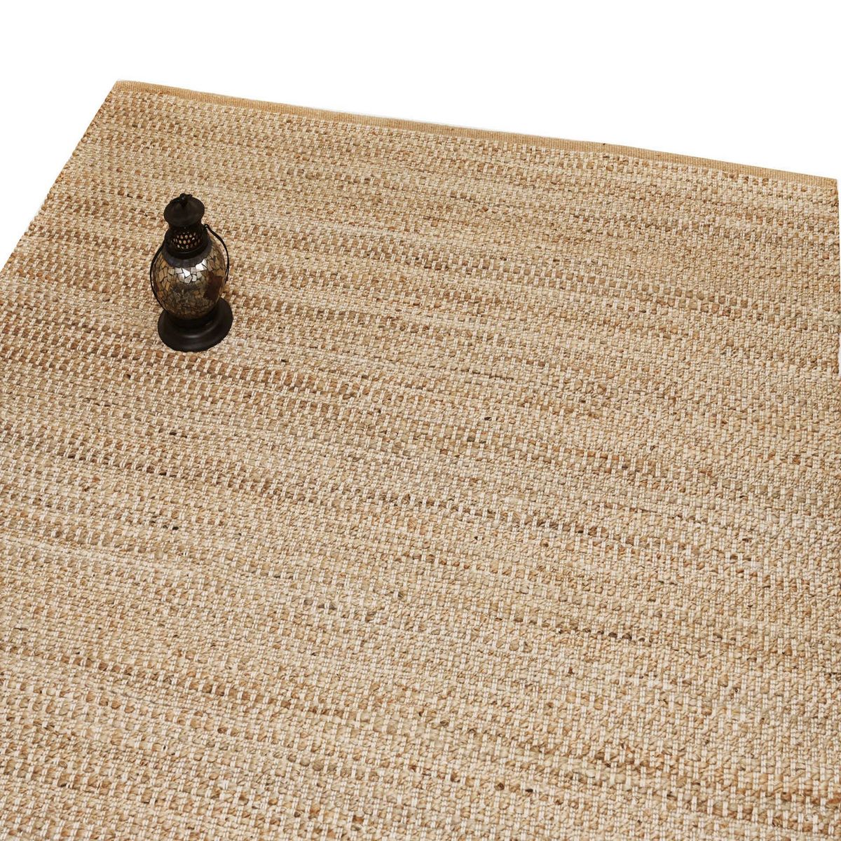 DECOGHAR - Alfombra de Yute Natural con Bordado Blanco 280x365 cm