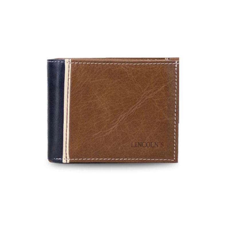 GENERICO - Billetera Cuero Hombre Perseo Bicolor Nuez Negro Lincolns - Cafe