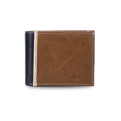 GENERICO - Billetera Cuero Hombre Perseo Bicolor Nuez Negro Lincolns - Cafe