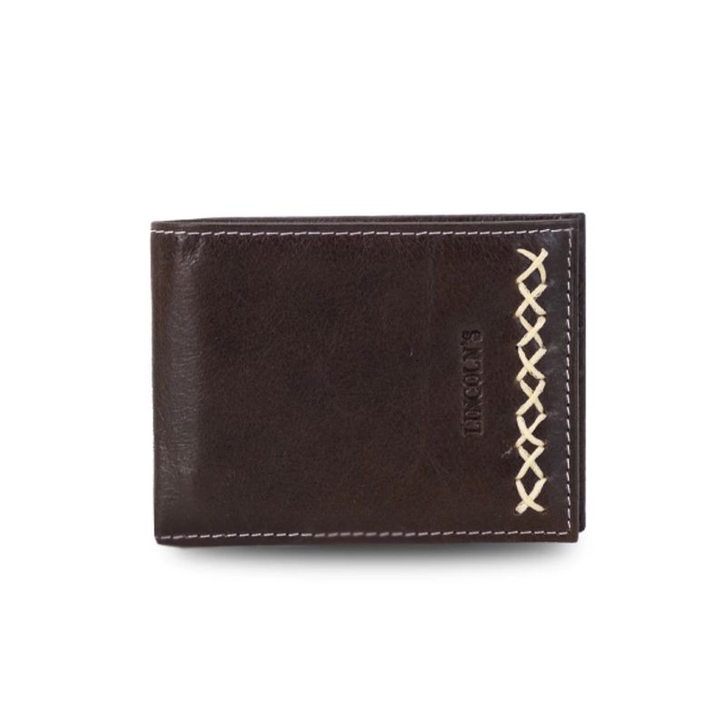 GENERICO - Billetera Cuero Hombre Galatea Costura Chocolate Lincolns - Cafe