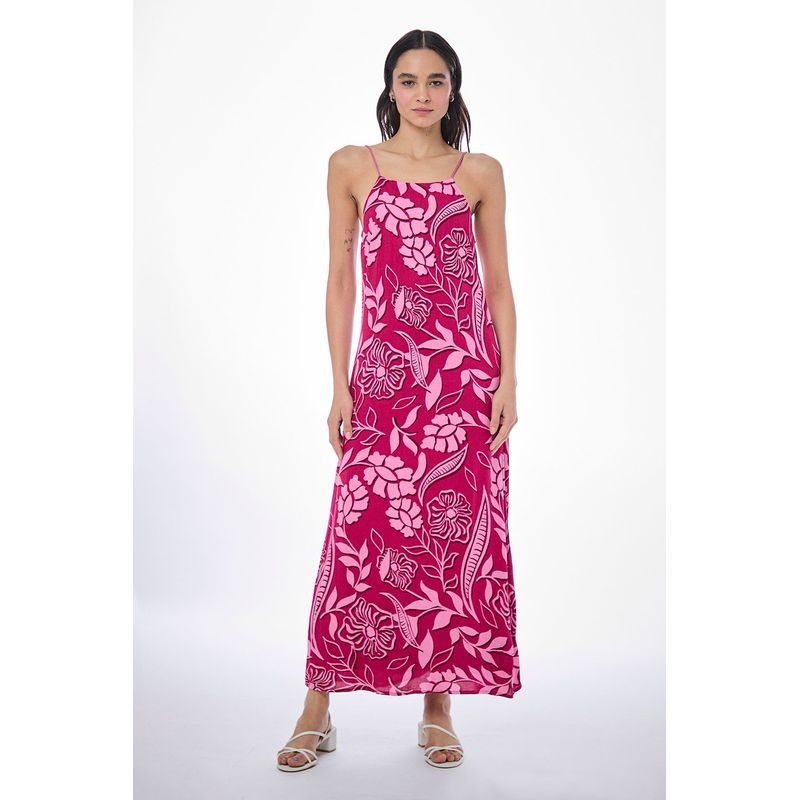 IO - Vestido Liso Largo fucsia iO
