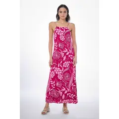 IO - Vestido Liso Largo fucsia
