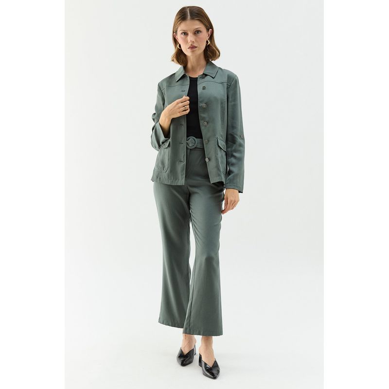MA GRIFFE - Chaqueta Verde Musgo Mujer Magriffe
