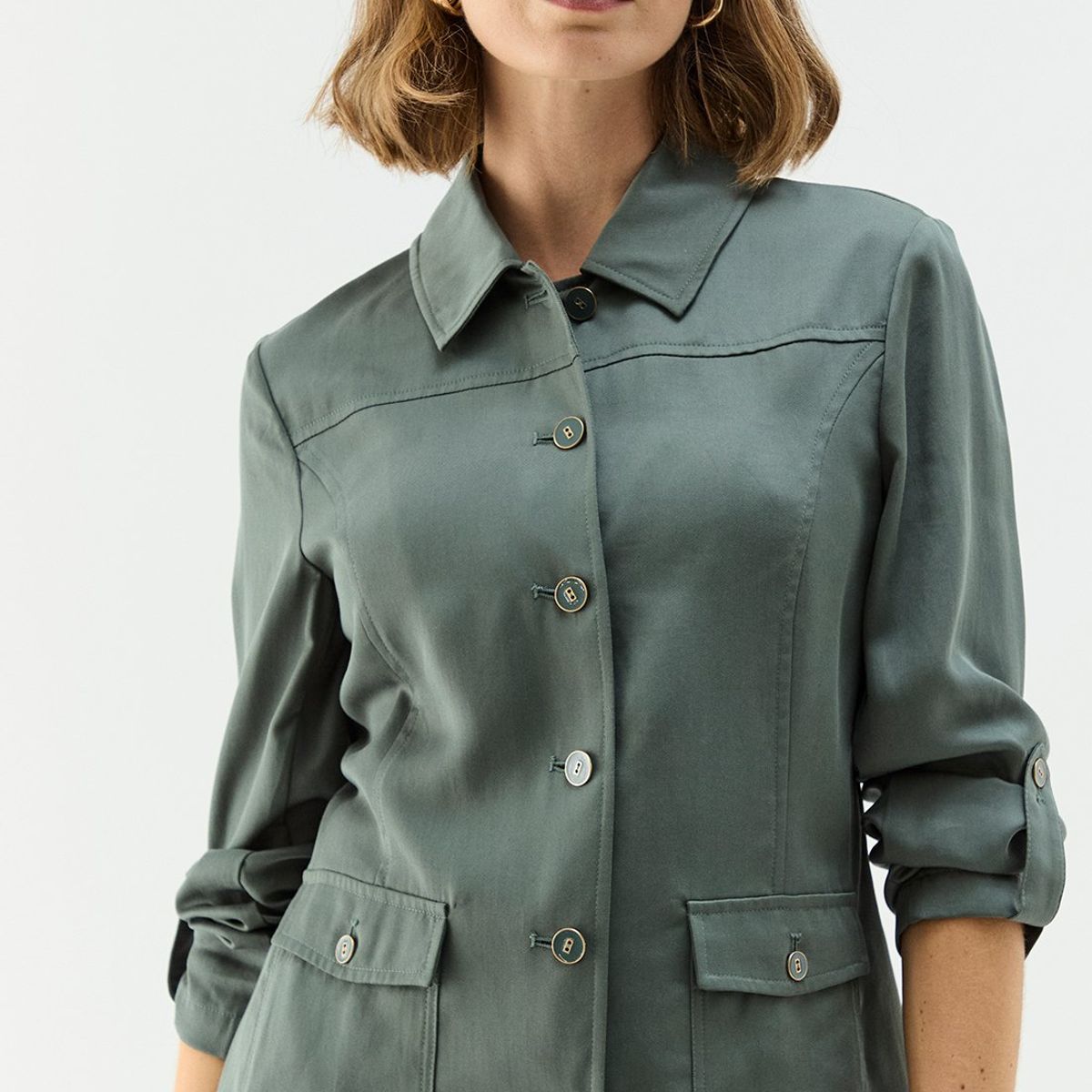 MA GRIFFE - Chaqueta Verde Musgo Mujer Magriffe