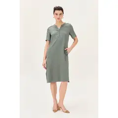 MA GRIFFE - Vestido Tencel Verde Magriffe