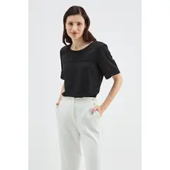 MA GRIFFE - Polera Manga Corta Negro Mujer Magriffe