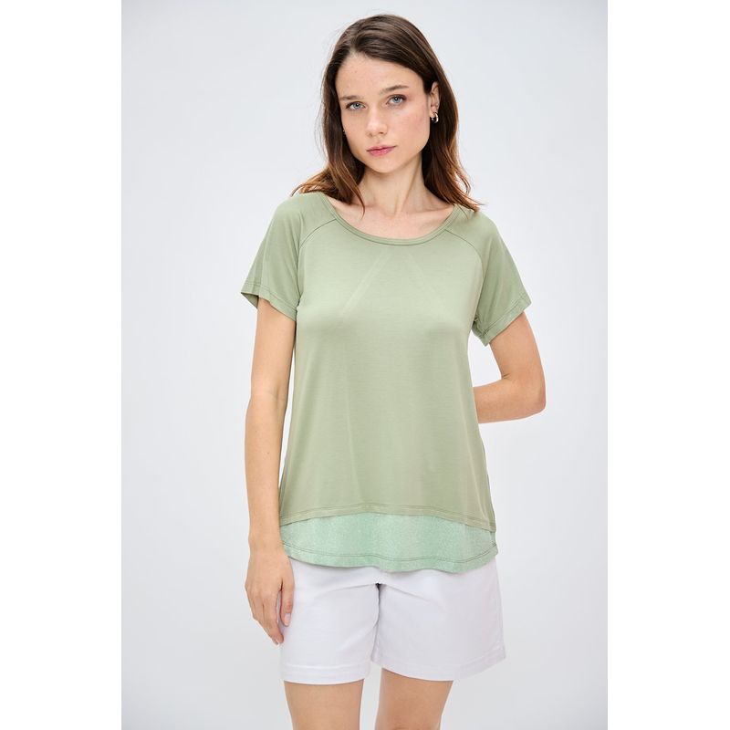 ASH - Polera Manga Corta Verde Musgo Mujer Ash