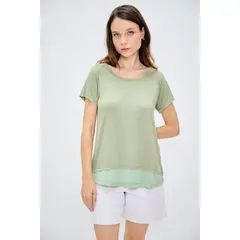 ASH - Polera Manga Corta Verde Musgo Mujer