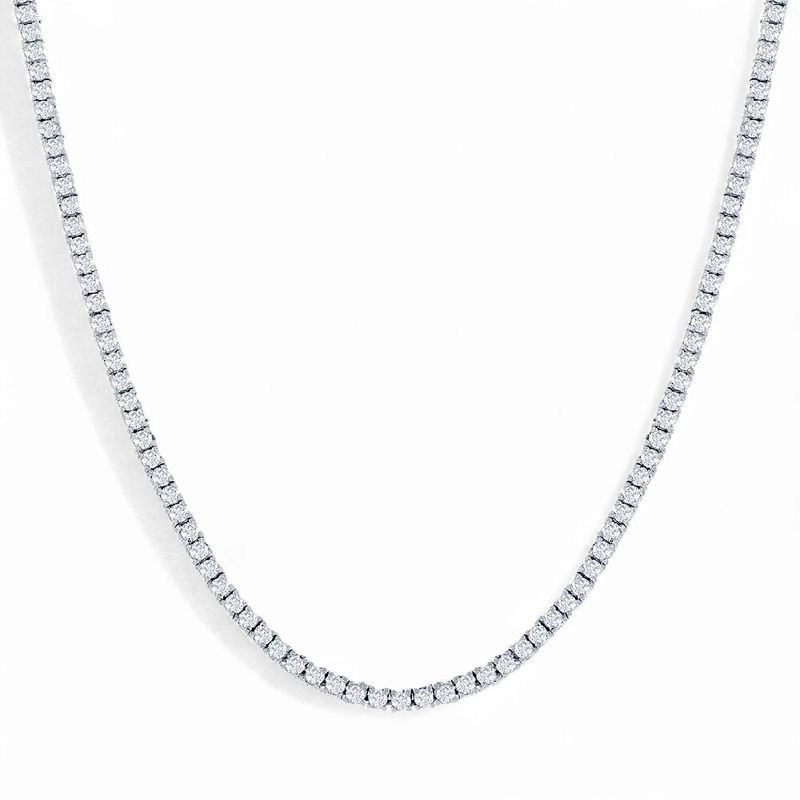 GENERICO - Ambar Joyas - Collar Tennis de Circones 2mm Baño de Rodio