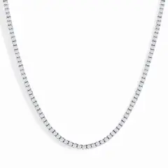 GENERICO - Ambar Joyas - Collar Tennis de Circones 2mm Baño de Rodio