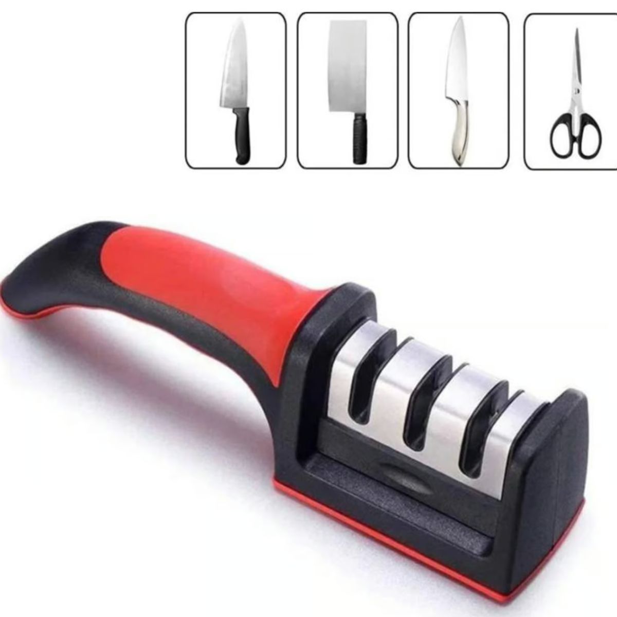 GENERICO - Afilador Cuchillos y Tijeras Rojo Con Negro