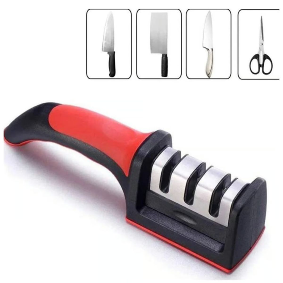 GENERICO - Afilador Cuchillos y Tijeras Rojo Con Negro