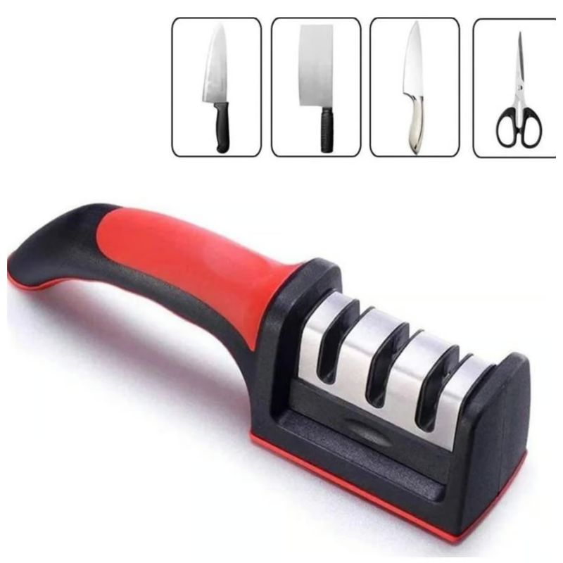 GENERICO - Afilador Cuchillos y Tijeras Rojo Con Negro