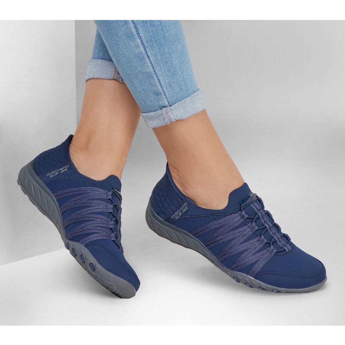 SKECHERS - Zapatilla Mujer Breatheeasy Rollwithme Azul Skechers