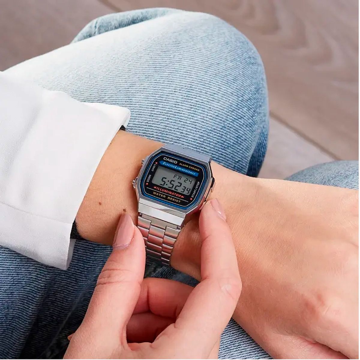 CASIO - Reloj A-168WA-1 Unisex Digital Acero