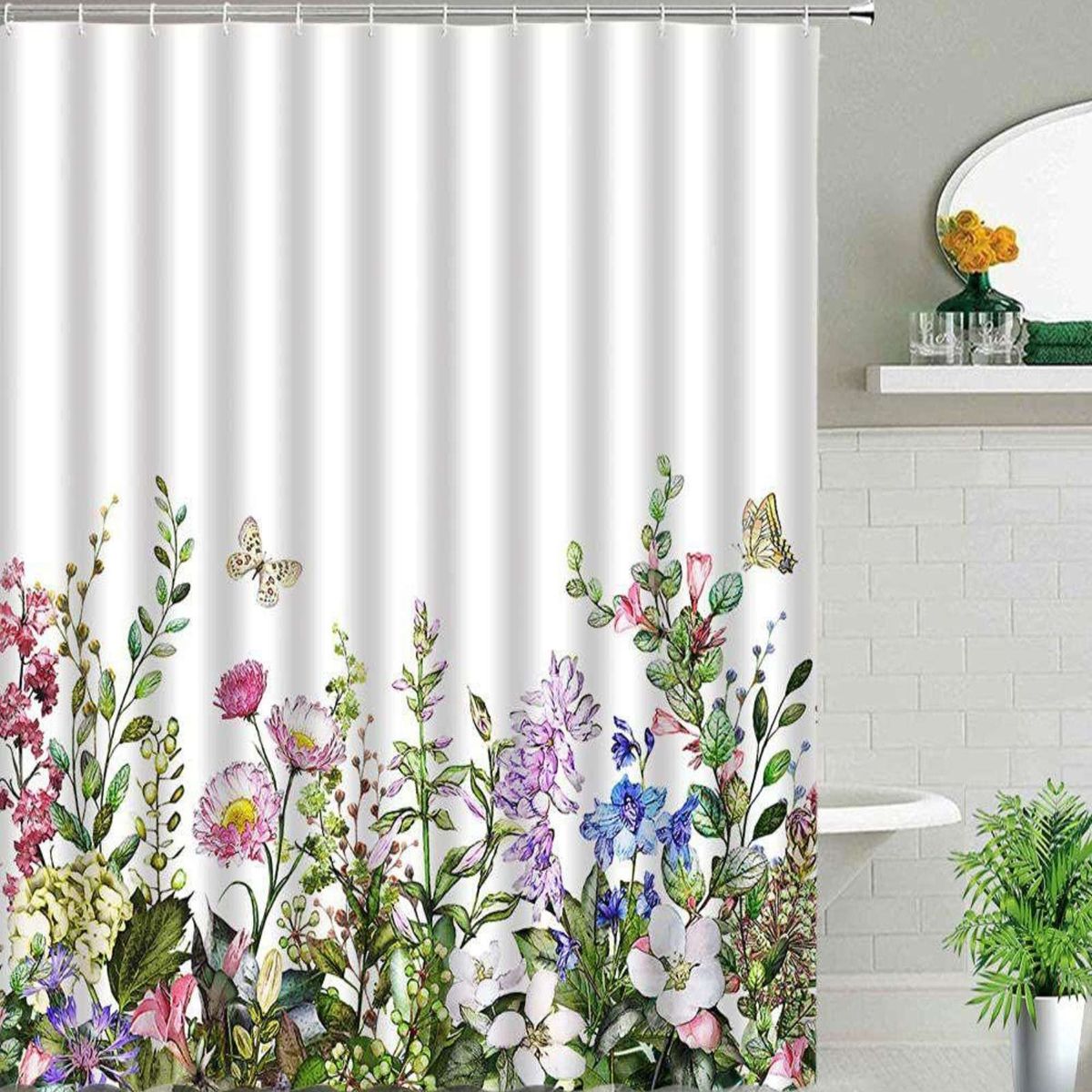 GENERICO - CORTINA DE BAÑO IMPERMEABLE MÁS FORRO DE DUCHA 180x180 cm