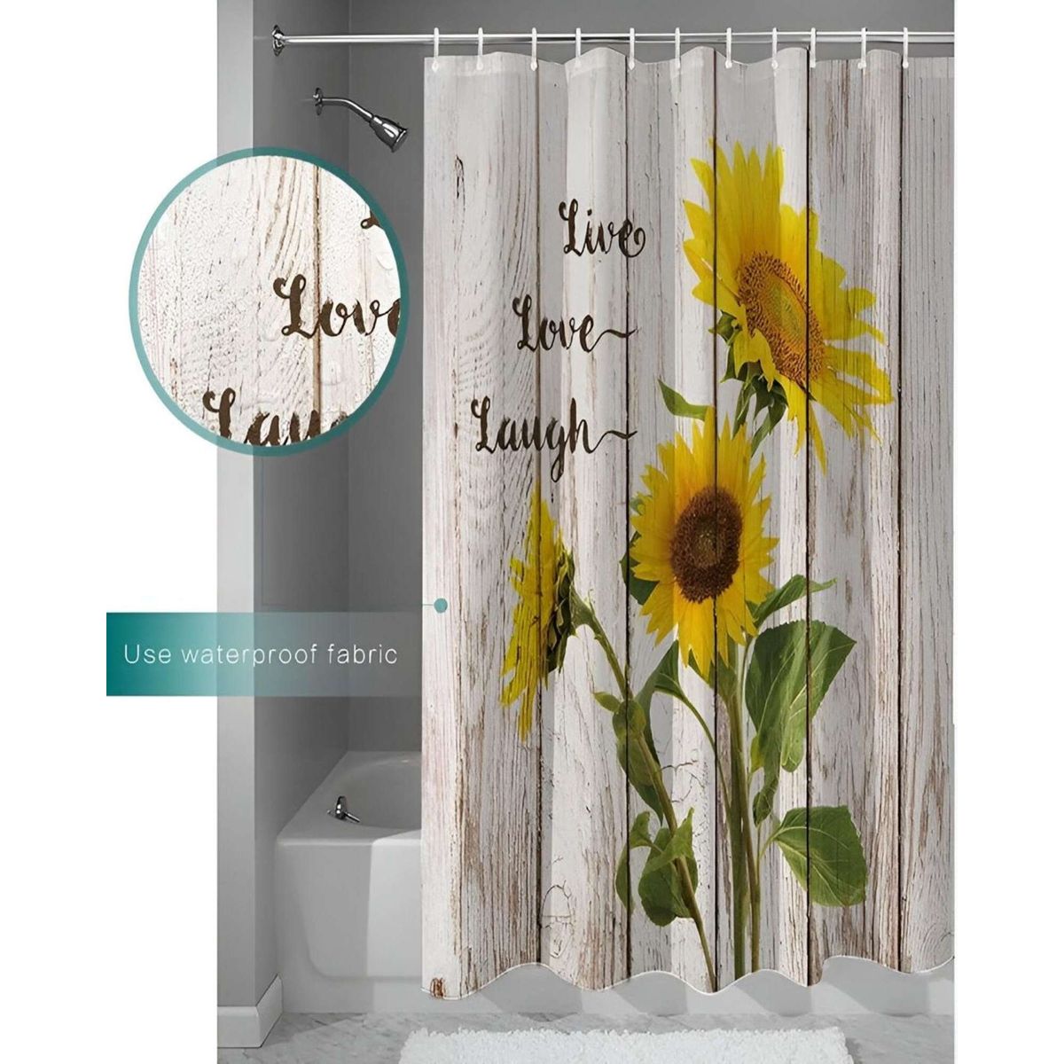 GENERICO - CORTINA DE BAÑO IMPERMEABLE MÁS FORRO DE DUCHA 180x180 cm