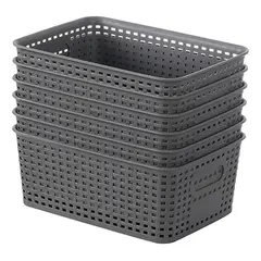 GENERICO - Juego De 6 Cestas De Almacenamiento De Plástico Diseño Tejid