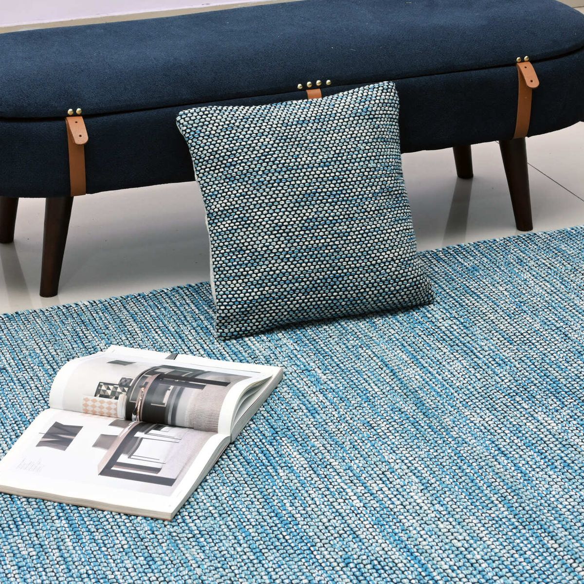 DECOGHAR - Alfombra Mushroom Con Antideslizante Azul 2,80 X 3,65 mts