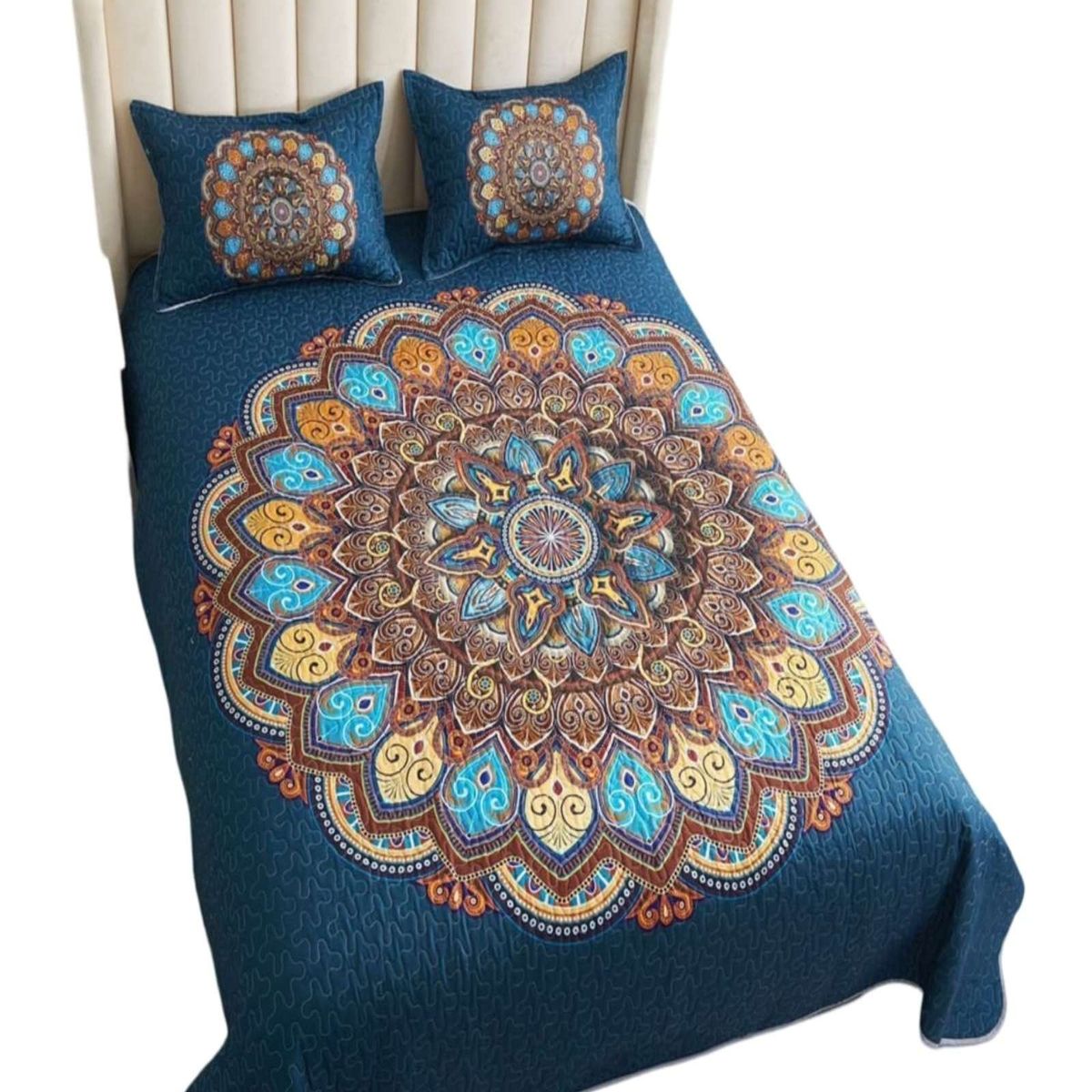 GENERICO - cubrecama 2 plazas mandala material quilt