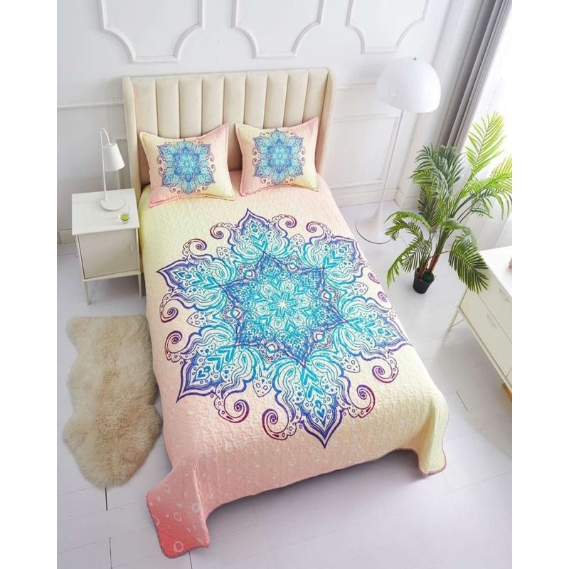 GENERICO - cubrecama 2 plazas mandala material quilt
