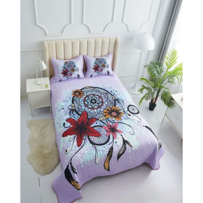 GENERICO - cubrecama 2 plazas material quilt de atrapa sueños