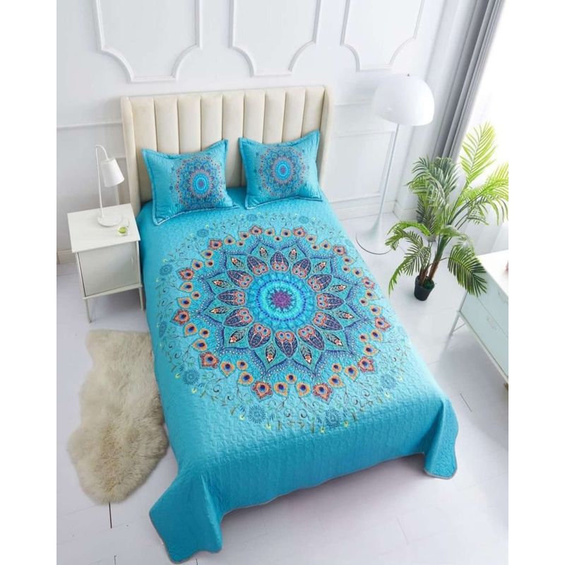 GENERICO - cubrecama 2 plazas mandala material quilt
