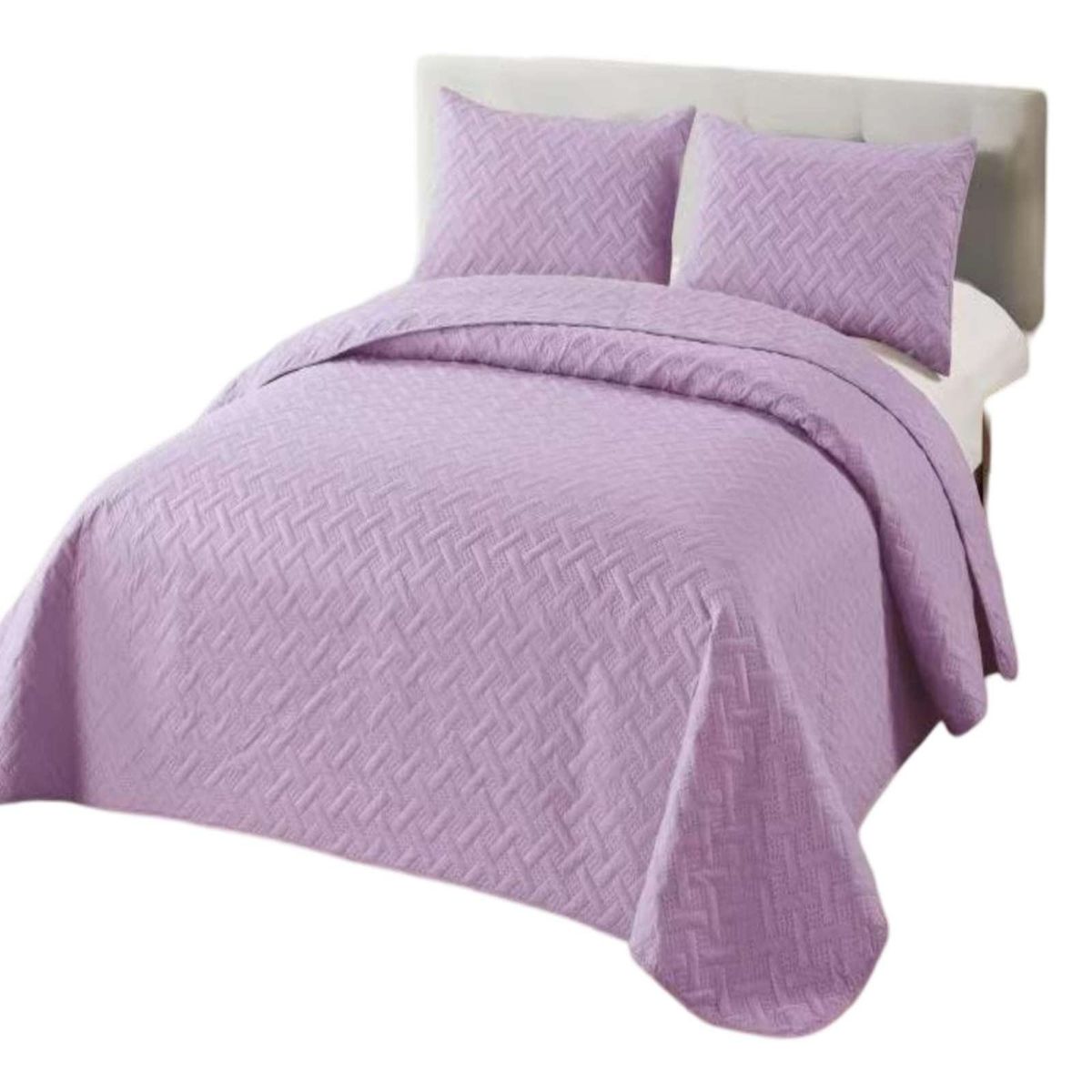 GENERICO - CUBRECAMA COLCHAS QUILT DE VERANO KING LILA.