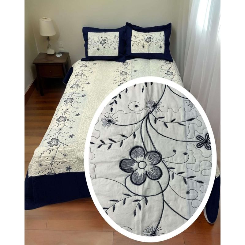 GENERICO - CUBRECAMA QUILT KING - SUPER KING BORDADO