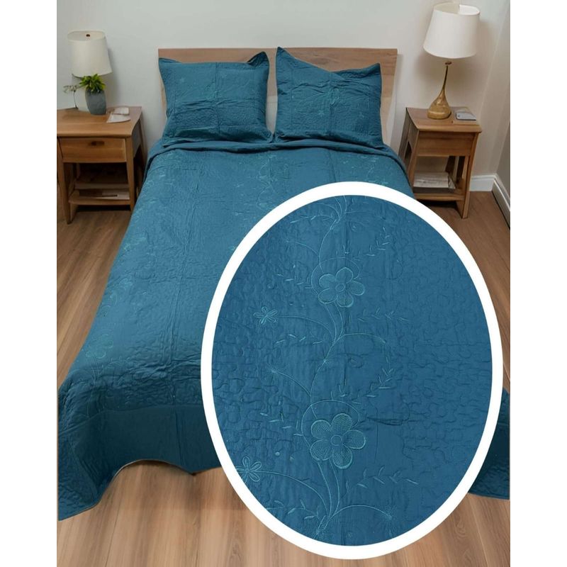 GENERICO - CUBRECAMA QUILT BORDADO 2 PLAZAS