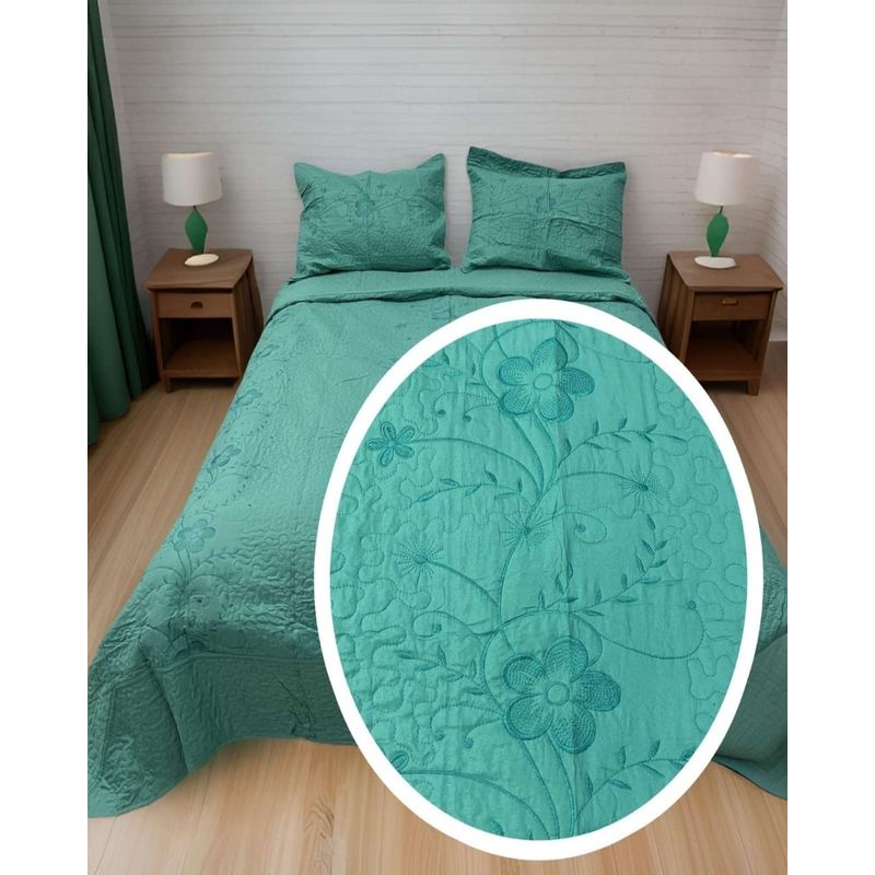 GENERICO - CUBRECAMA QUILT BORDADO 2 PLAZAS