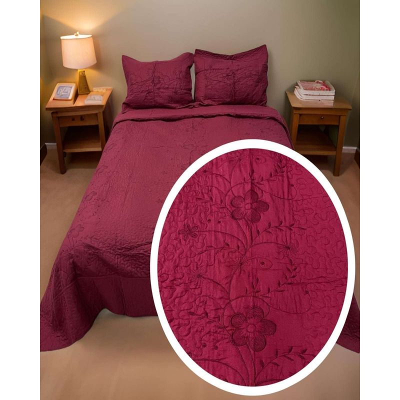 GENERICO - CUBRECAMA QUILT BORDADO 2 PLAZAS