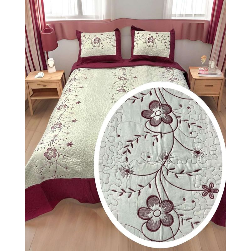 GENERICO - CUBRECAMA QUILT BORDADO 2 PLAZAS