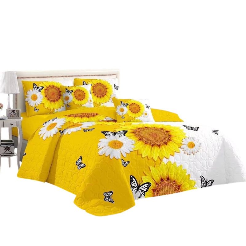 ANGELES DEL HOGAR - Cubrecama Quilt Verano 2 Plazas Girasoles Mod 112