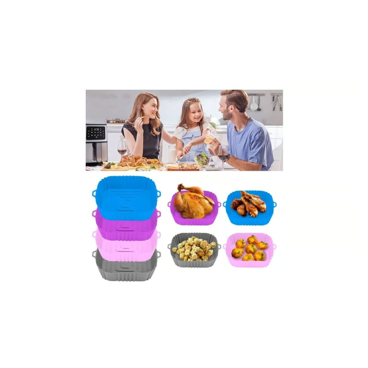 GENERICO - Bandeja Anti Adherente Silicona Air Fryer 20cm Freidora Aire