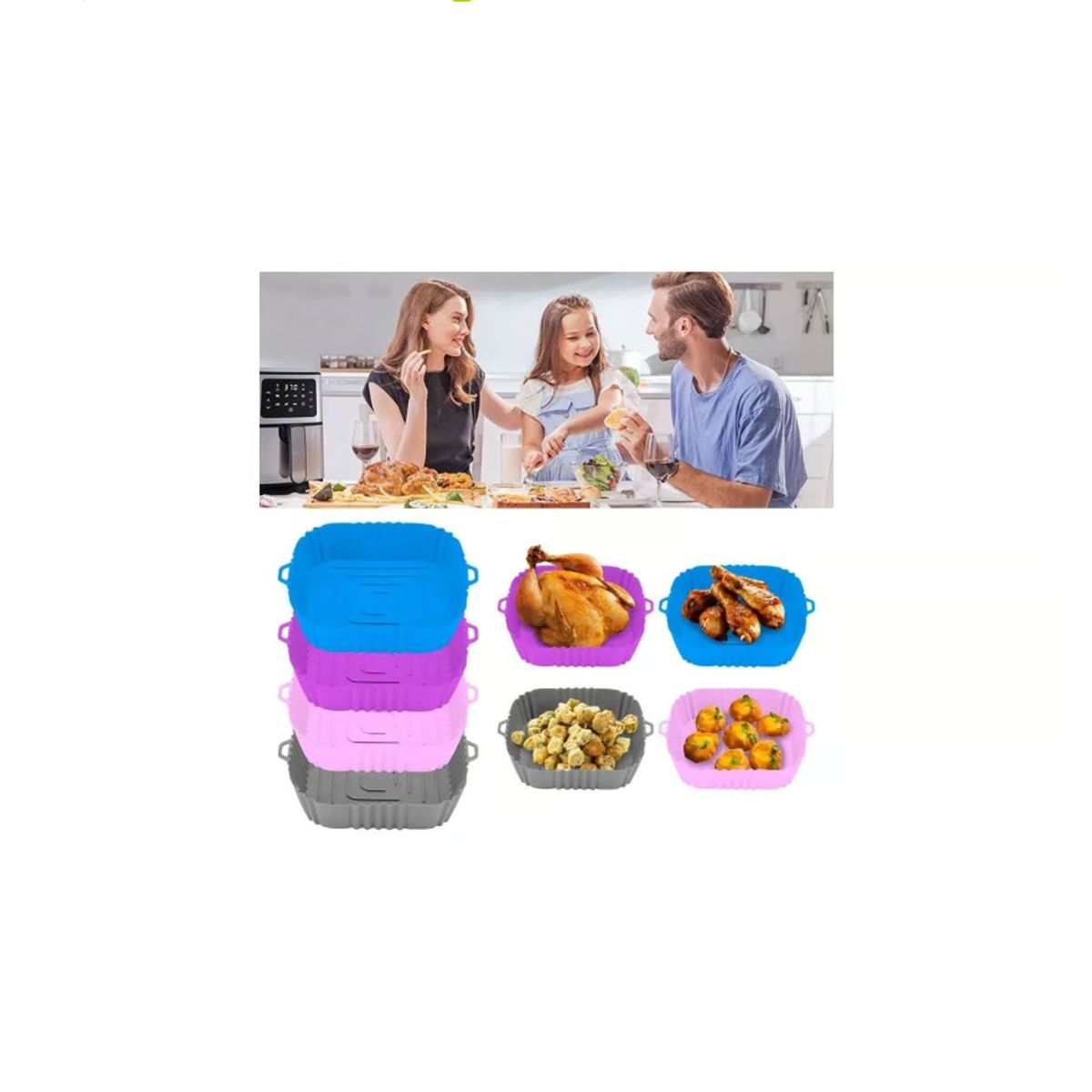 GENERICO - Bandeja Anti Adherente Silicona Air Fryer 20cm Freidora Aire