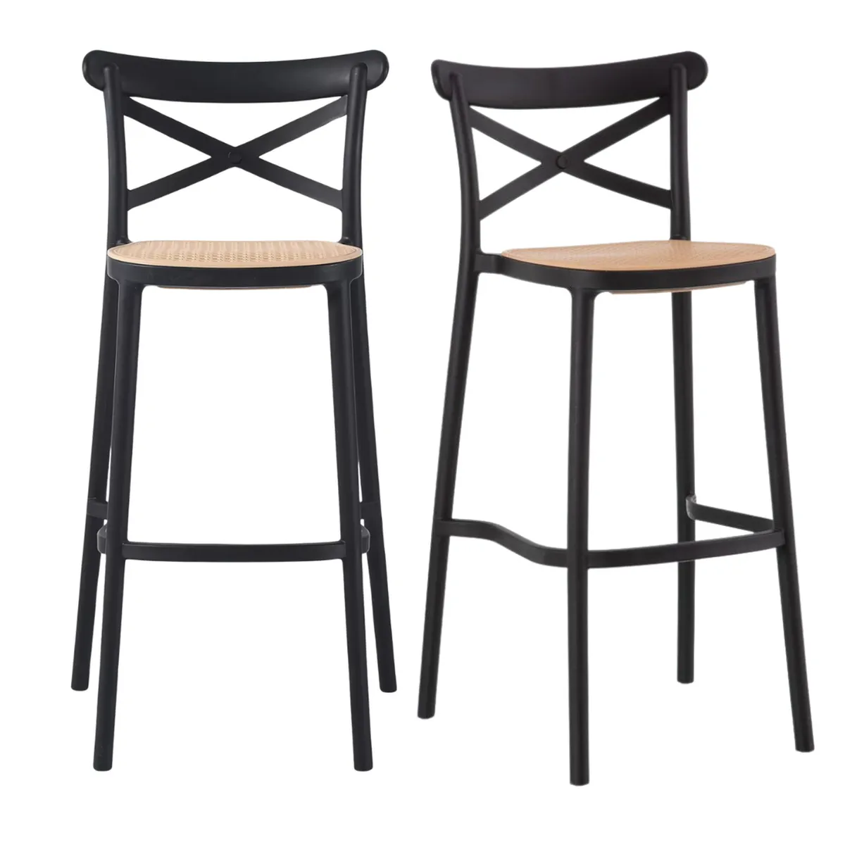 PANDALINO - Pack 2 Taburetes Bar Valentino Negro 75 cm - Estilo Vintage - Exterior