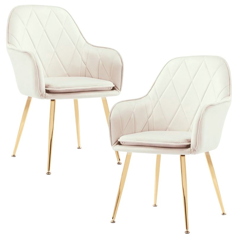 PANDALINO - Pack 2 Sillón Sitial Diamante Terciopelo Beige - Moderno y Cómodo