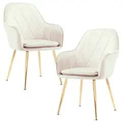 PANDALINO - Pack 2 Sillón Sitial Diamante Terciopelo Beige - Moderno y Cómodo
