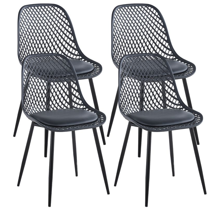 PANDALINO - Pack 4 Sillas Grillet Negras - Resistentes y Cómodas - Comedor/Living