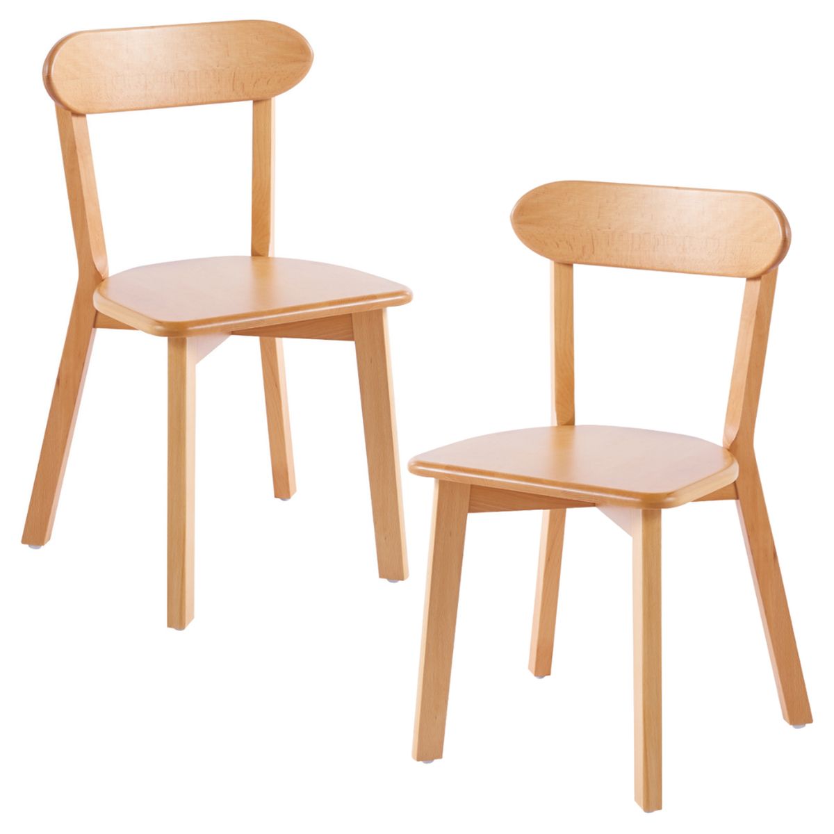 PANDALINO - Pack 2 Silla Fresno - Madera Natural - Moderna y Duradera