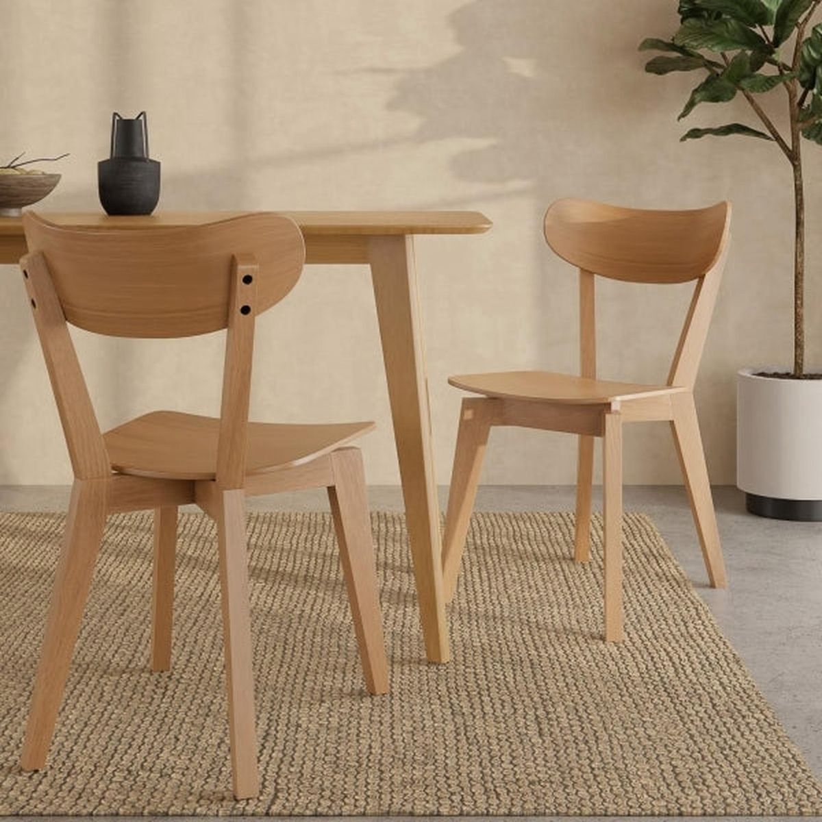 PANDALINO - Pack 2 Silla Fresno - Madera Natural - Moderna y Duradera