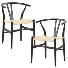 PANDALINO - Pack 2 Silla Wishbone Nórdica - Madera - Natural & Negro