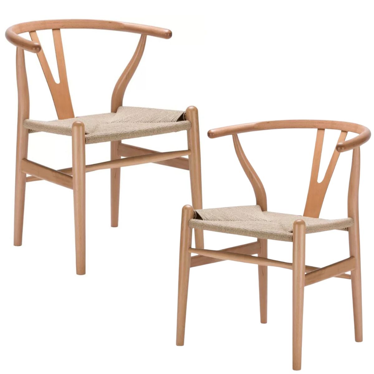 PANDALINO - Pack 2 Silla Wishbone Nórdica - Madera Natural