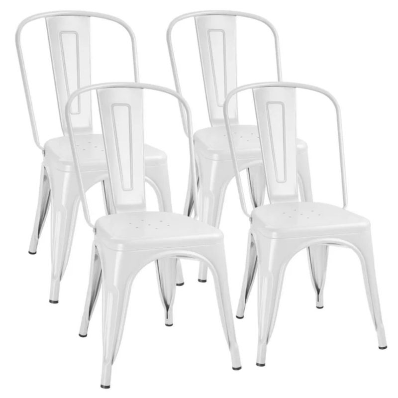 PANDALINO - Pack 4 Sillas Tolix Acero Blanca - Resistente para Exterior e Interior