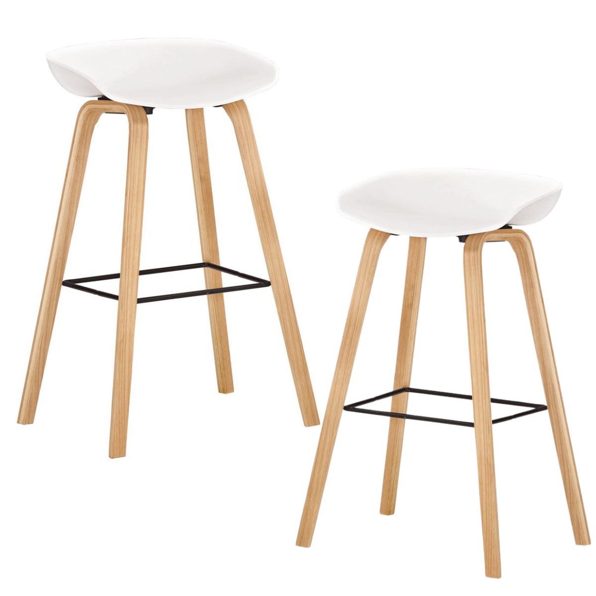 PANDALINO - Pack 2 Taburetes Bar Nórdico Viggo 75 cm- Exterior Blanco