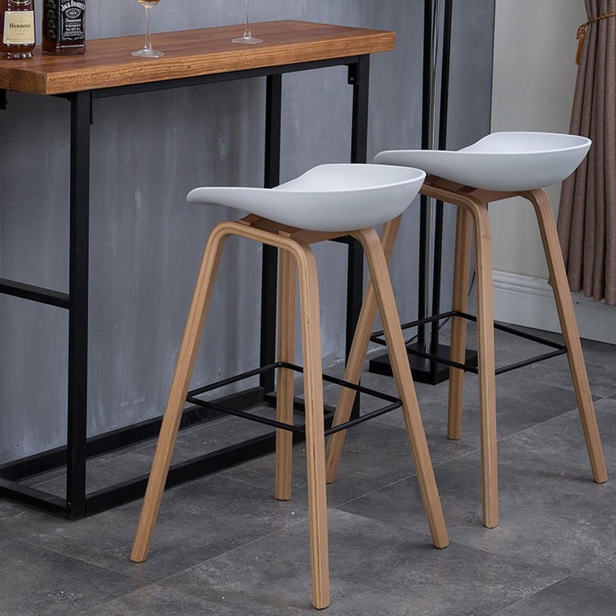 PANDALINO - Pack 2 Taburetes Bar Nórdico Viggo 75 cm- Exterior Blanco
