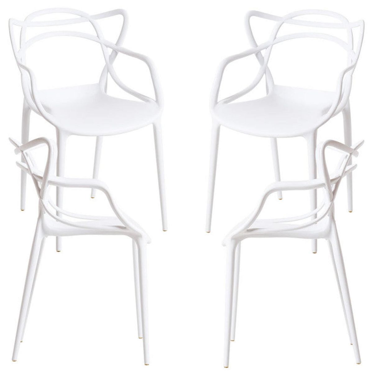 PANDALINO - Pack 4 Sillas Blancas Masters - Ideal Terraza y Interior