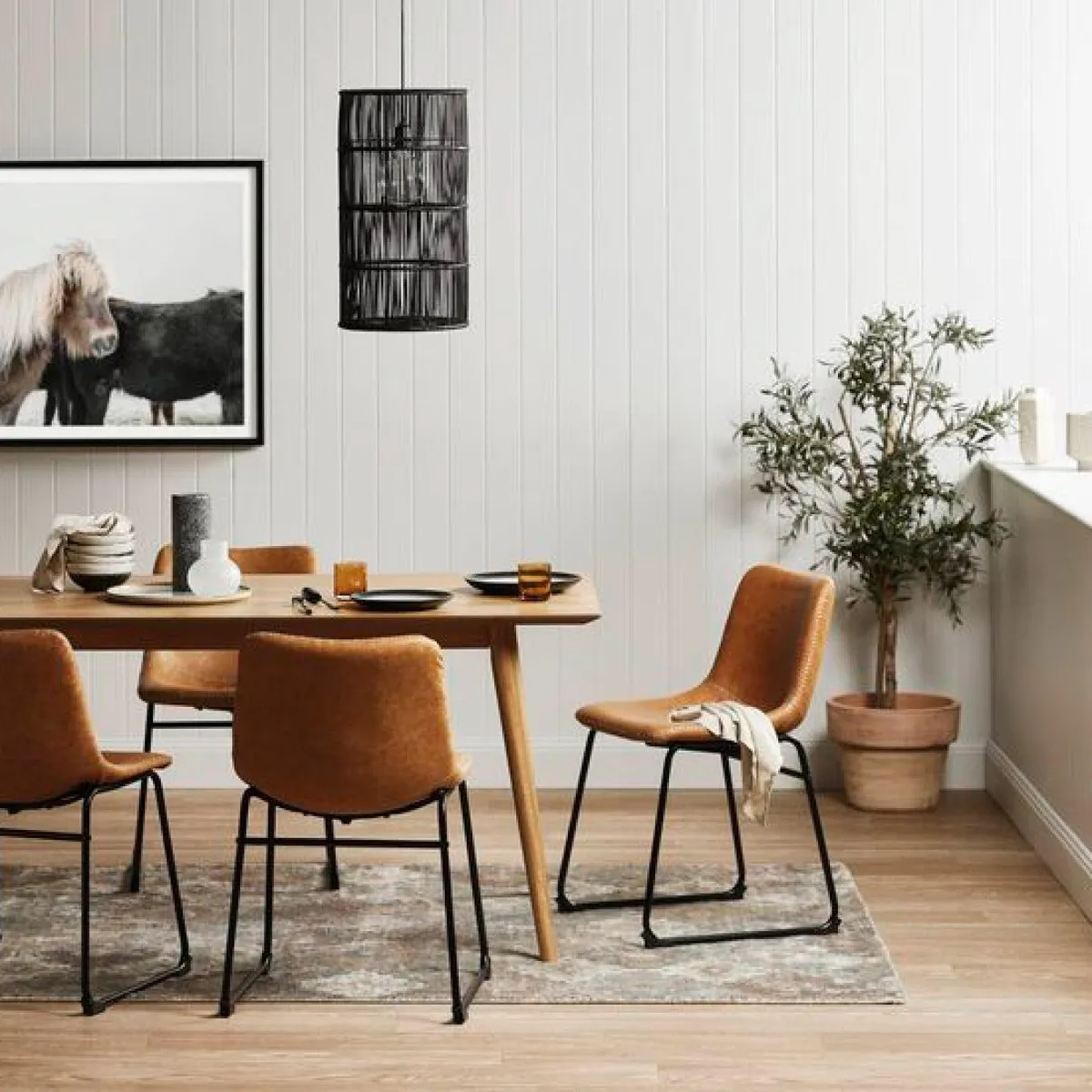 PANDALINO - Pack 4 Sillas Comedor Toscana - Eco Cuero Terracota - Diseño Elegante